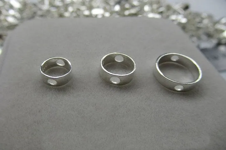 Sterling Silver Bead Frame Circle Connector 6.3 8.3 10.5 mm Beads Findings for Handmade Pure Fine Jewelry Making Wholesale Bulk