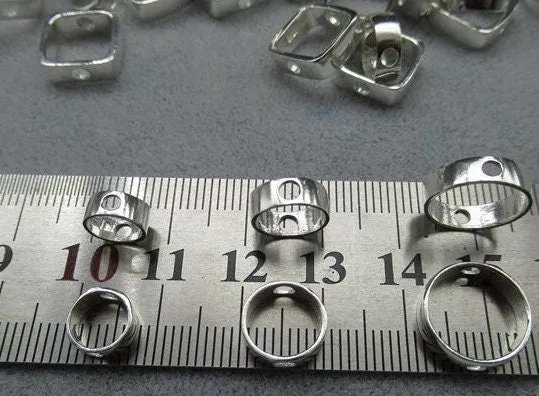 Sterling Silver Bead Frame Circle Connector 6.3 8.3 10.5 mm Beads Findings for Handmade Pure Fine Jewelry Making Wholesale Bulk