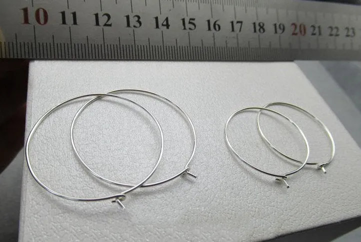 Sterling Silver Earring Hoop Wire 15; 25; 33mm Earring Findings for Handmade Pure Fine Jewelry Making Wholesale Bulk