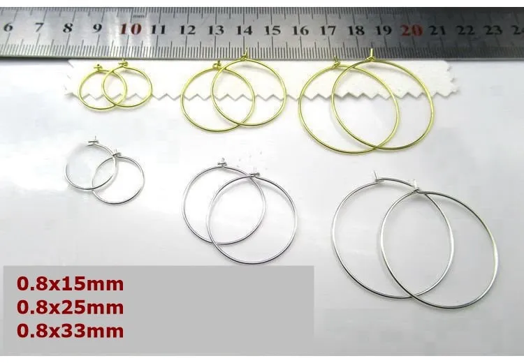 Sterling Silver Earring Hoop Wire 15; 25; 33mm Earring Findings for Handmade Pure Fine Jewelry Making Wholesale Bulk