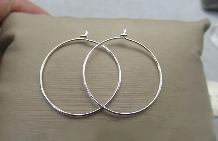 Sterling Silver Earring Hoop Wire 15; 25; 33mm Earring Findings for Handmade Pure Fine Jewelry Making Wholesale Bulk