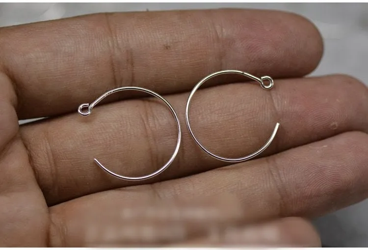 Sterling Silver Earring Hoop with Loop 20 mm Earring Findings for Handmade Pure Fine Jewelry Making Wholesale Bulk