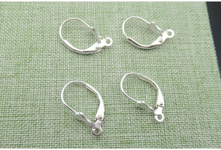 Sterling Silver Leverback Earrings Wires Hooks 9x17mm Earring Findings for Handmade Pure Fine Jewelry Making Wholesale Bulk