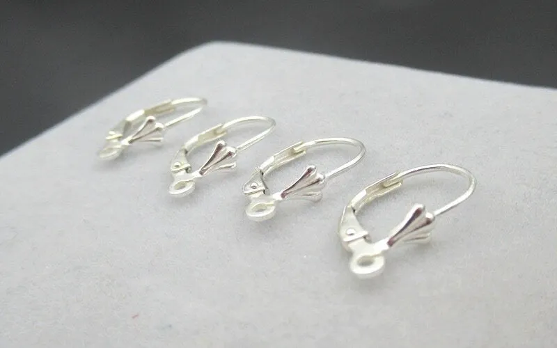 Sterling Silver Leverback Earrings Wires Hooks 9x17mm Earring Findings for Handmade Pure Fine Jewelry Making Wholesale Bulk