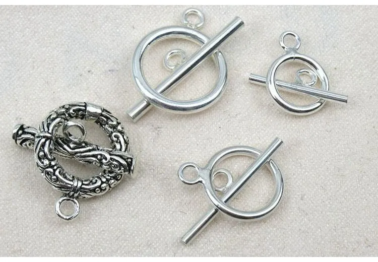 Sterling Silver OT Toggle Clasp 10; 12; 14; 15mm Clasp Findings for Handmade Pure Fine Jewelry Making Wholesale Bulk