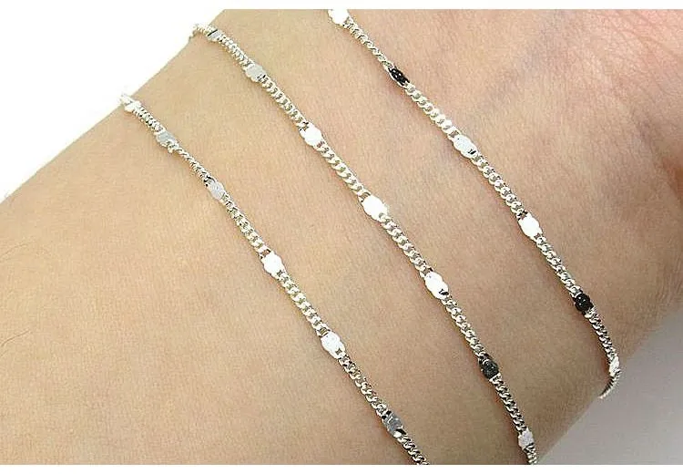 Sterling Silver Satellite Curb Chain by 10cm Chain Findings for Handmade Pure Fine Jewelry Making Wholesale Bulk