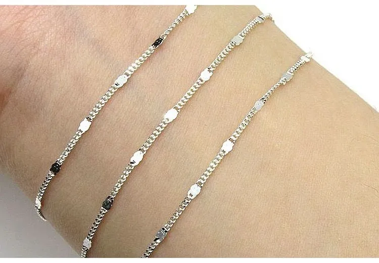 Sterling Silver Satellite Curb Chain by 10cm Chain Findings for Handmade Pure Fine Jewelry Making Wholesale Bulk