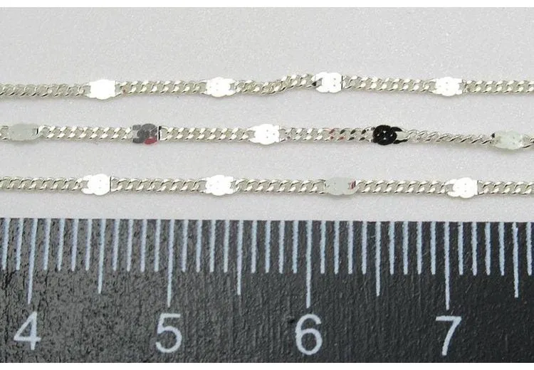 Sterling Silver Satellite Curb Chain by 10cm Chain Findings for Handmade Pure Fine Jewelry Making Wholesale Bulk