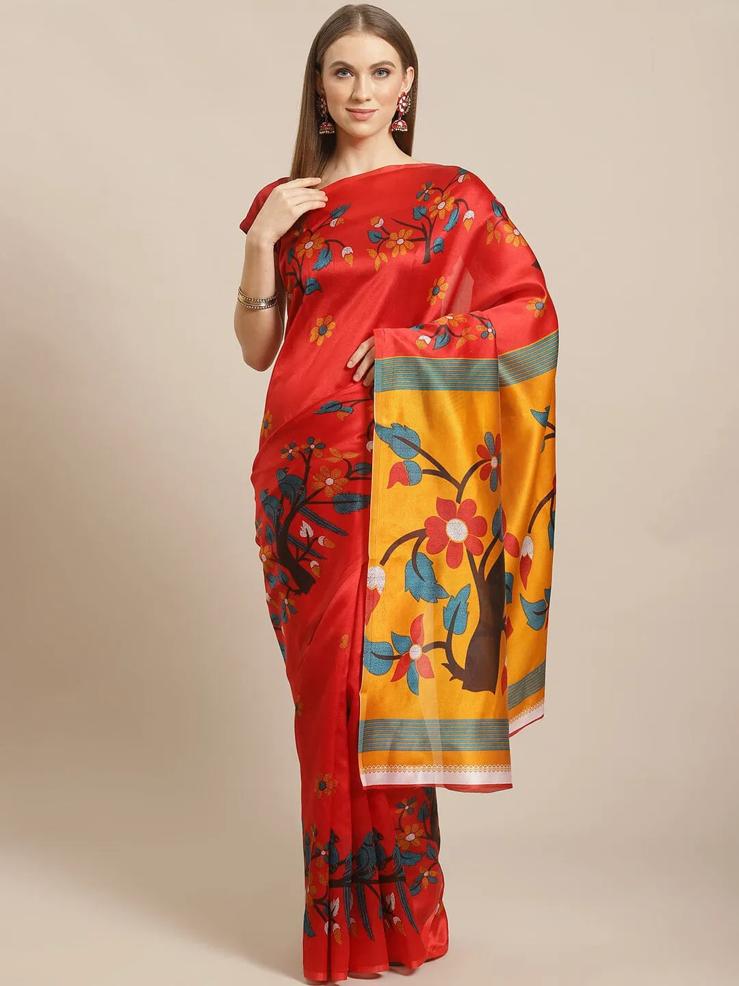 SVB Saree Red  Silk Saree