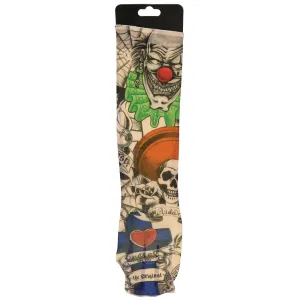 Tattoo Sleeve Adults Fake Ink Clown Skull Fancy Dress