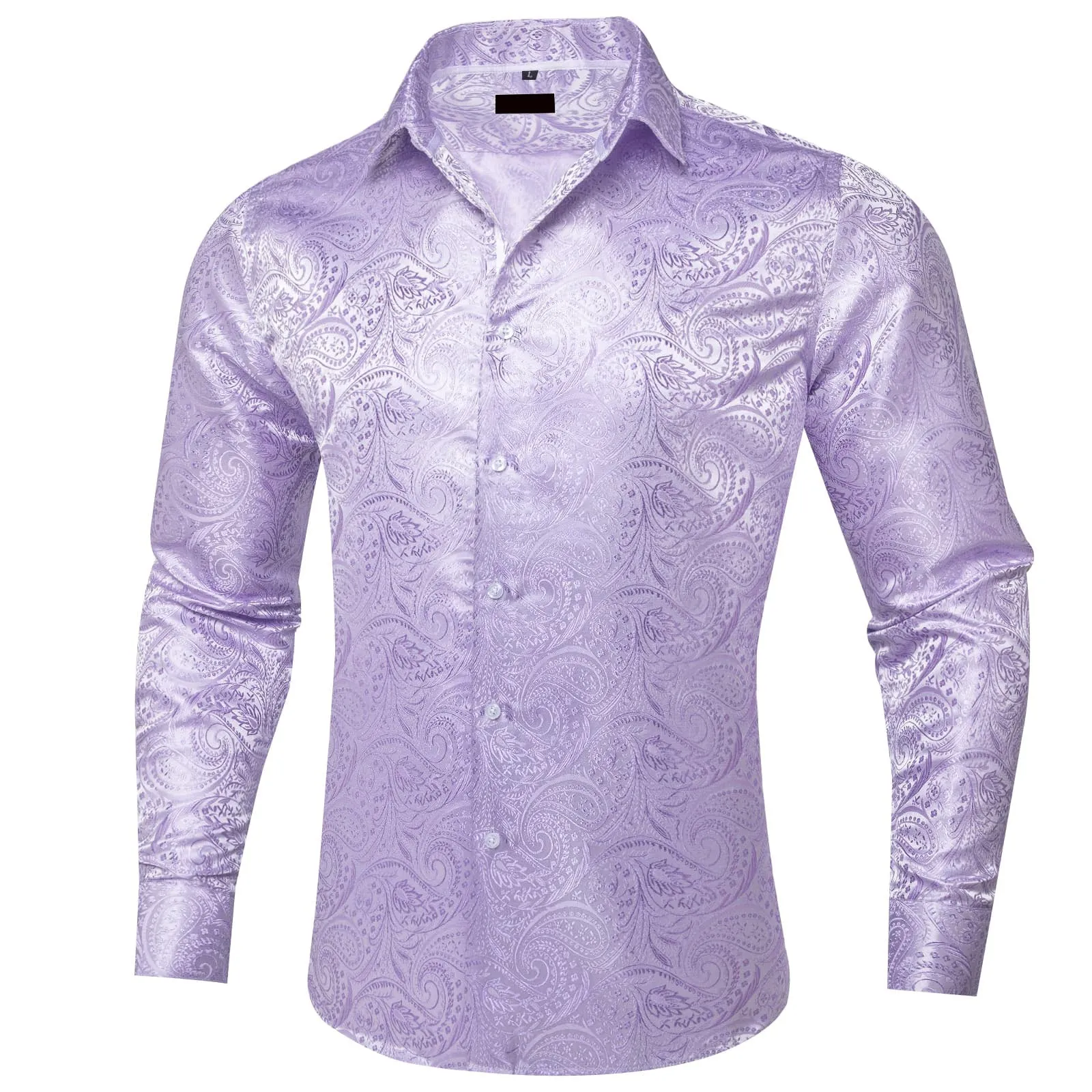 Ties2you Silk Shirt Lavender Purple Paisley Button Down Mens Long Sleeve Dress Shirt Design