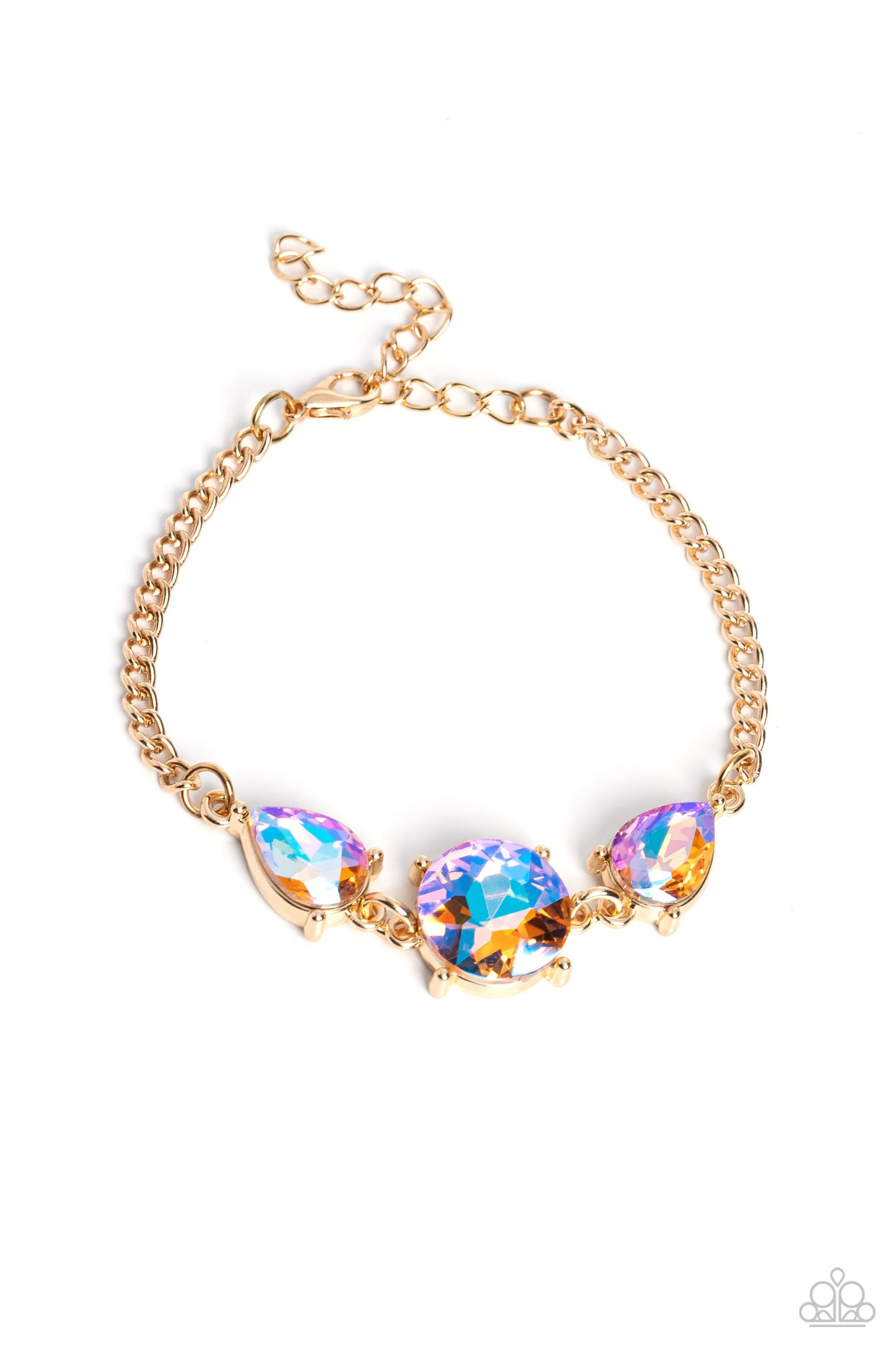 Twinkling Trio - Gold & Iridescent Bracelet - Paparazzi Accessories