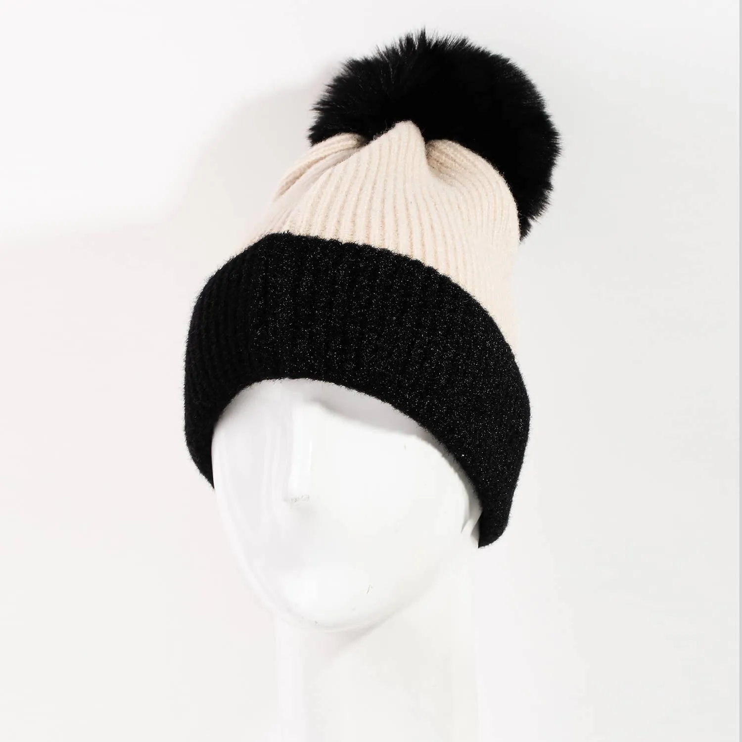 Two Tone Pom Beanie