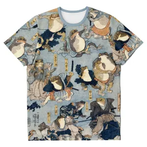 Utagawa, Kuniyoshi: Famous Heroes of the Kabuki Stage Played by Frogs Toads Funny Antique Kawaii Vintage Japanese Graphic Art Tee T-Shirt