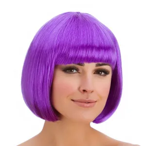 Womens Diva Short Purple Wig With Fringe Halloween Accessory