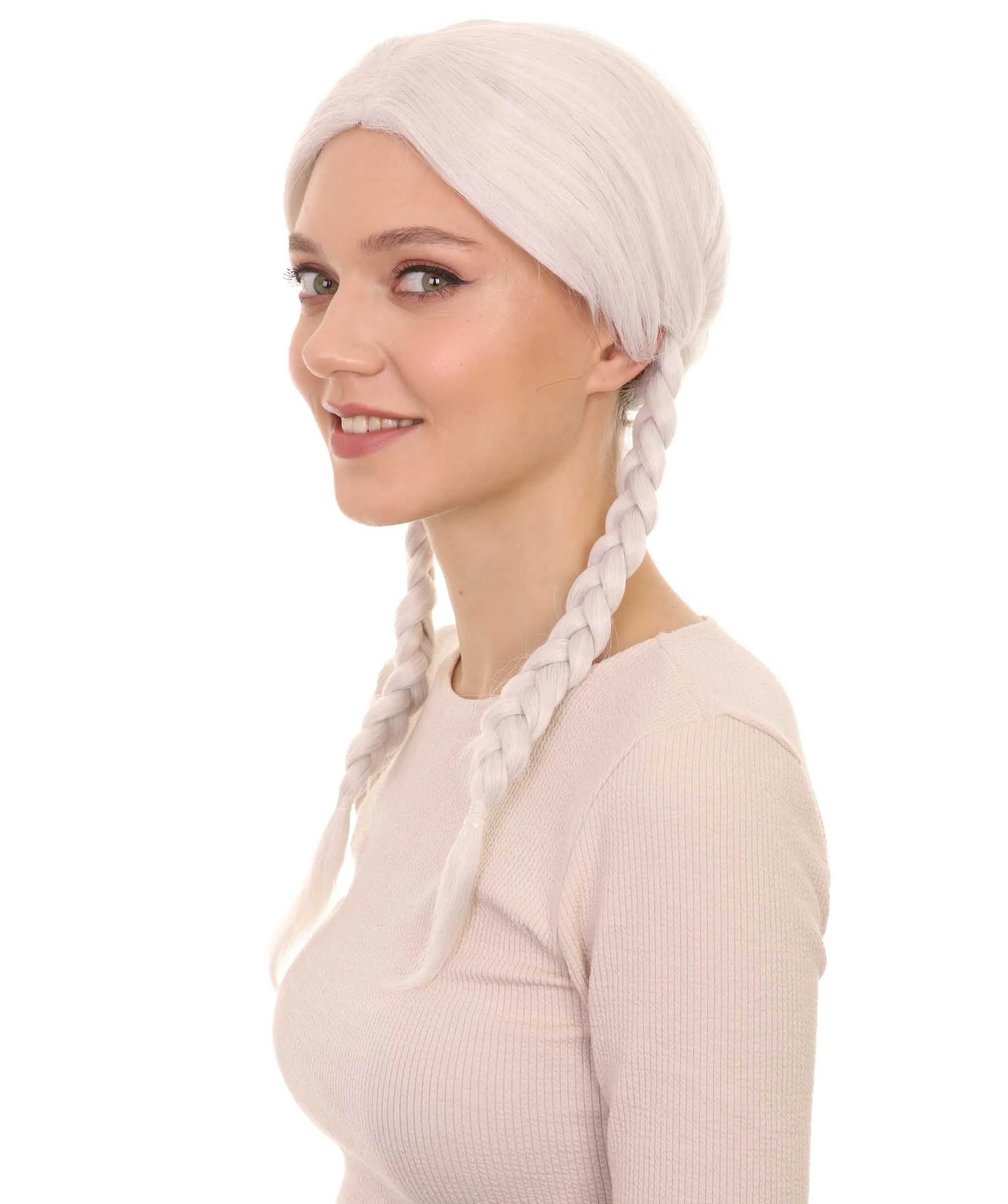 Womens Grandma Wig | White Traditional TV/Movie Party Ready Fancy Cosplay Halloween Wig | Premium Breathable Capless Cap