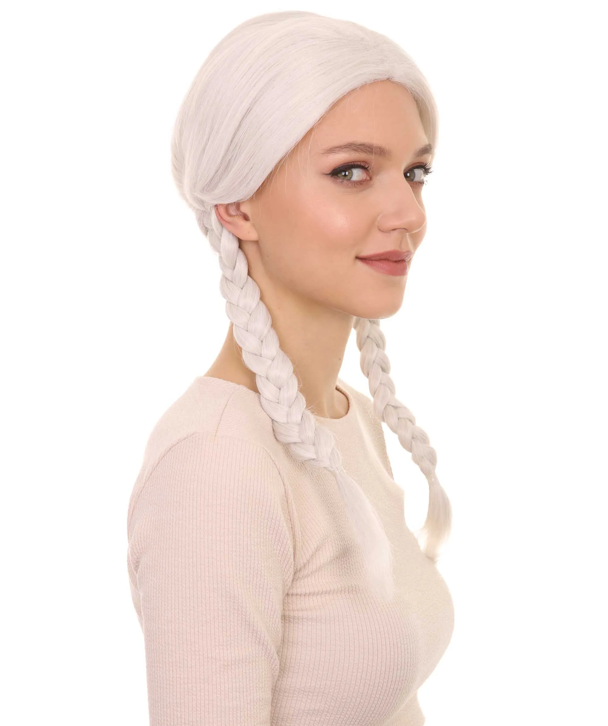 Womens Grandma Wig | White Traditional TV/Movie Party Ready Fancy Cosplay Halloween Wig | Premium Breathable Capless Cap