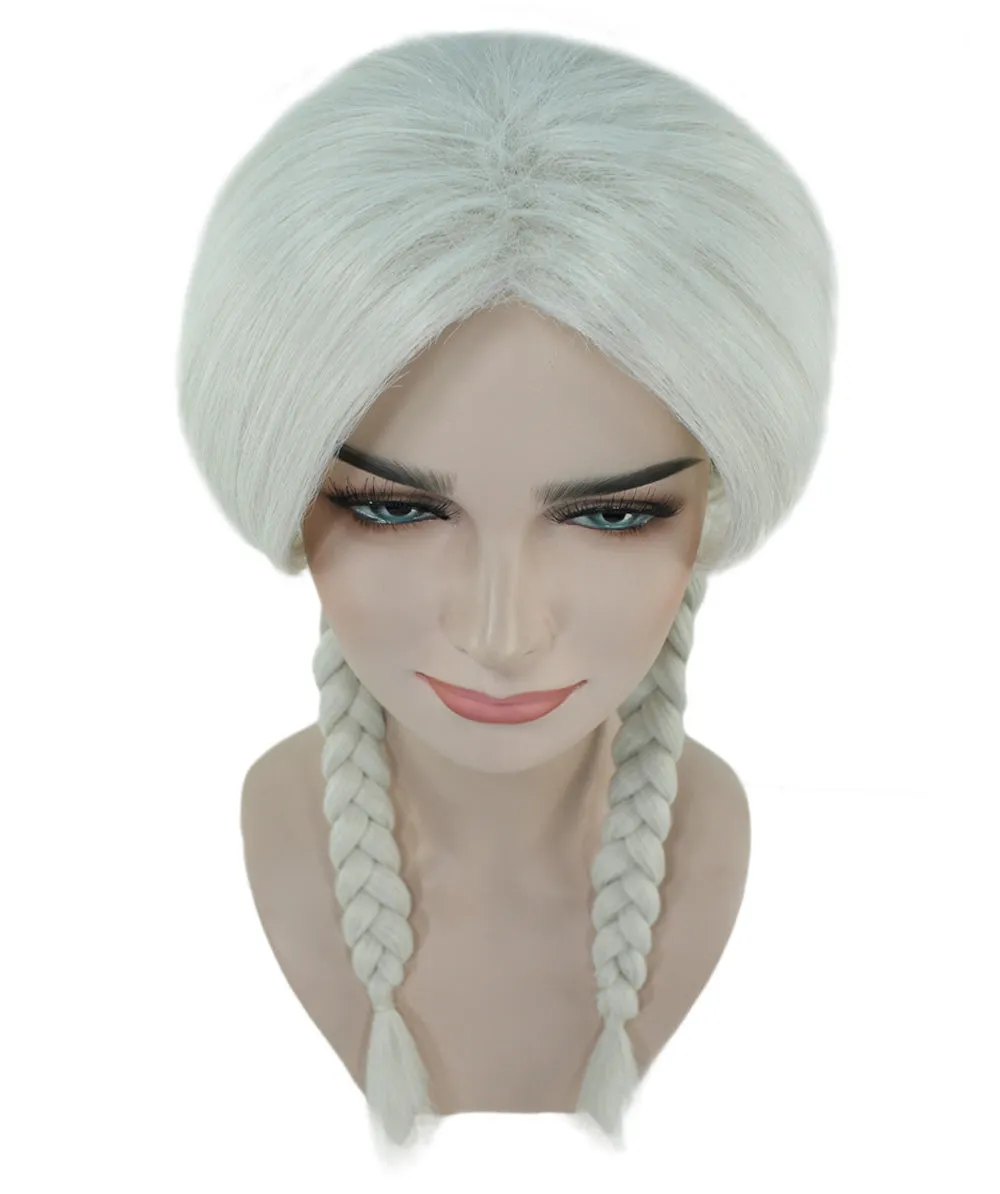 Womens Grandma Wig | White Traditional TV/Movie Party Ready Fancy Cosplay Halloween Wig | Premium Breathable Capless Cap