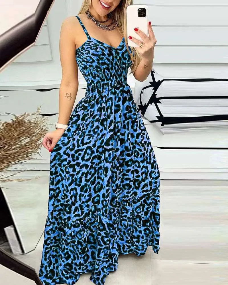 Women's Simple Casual V-neck High Waist Long Dress