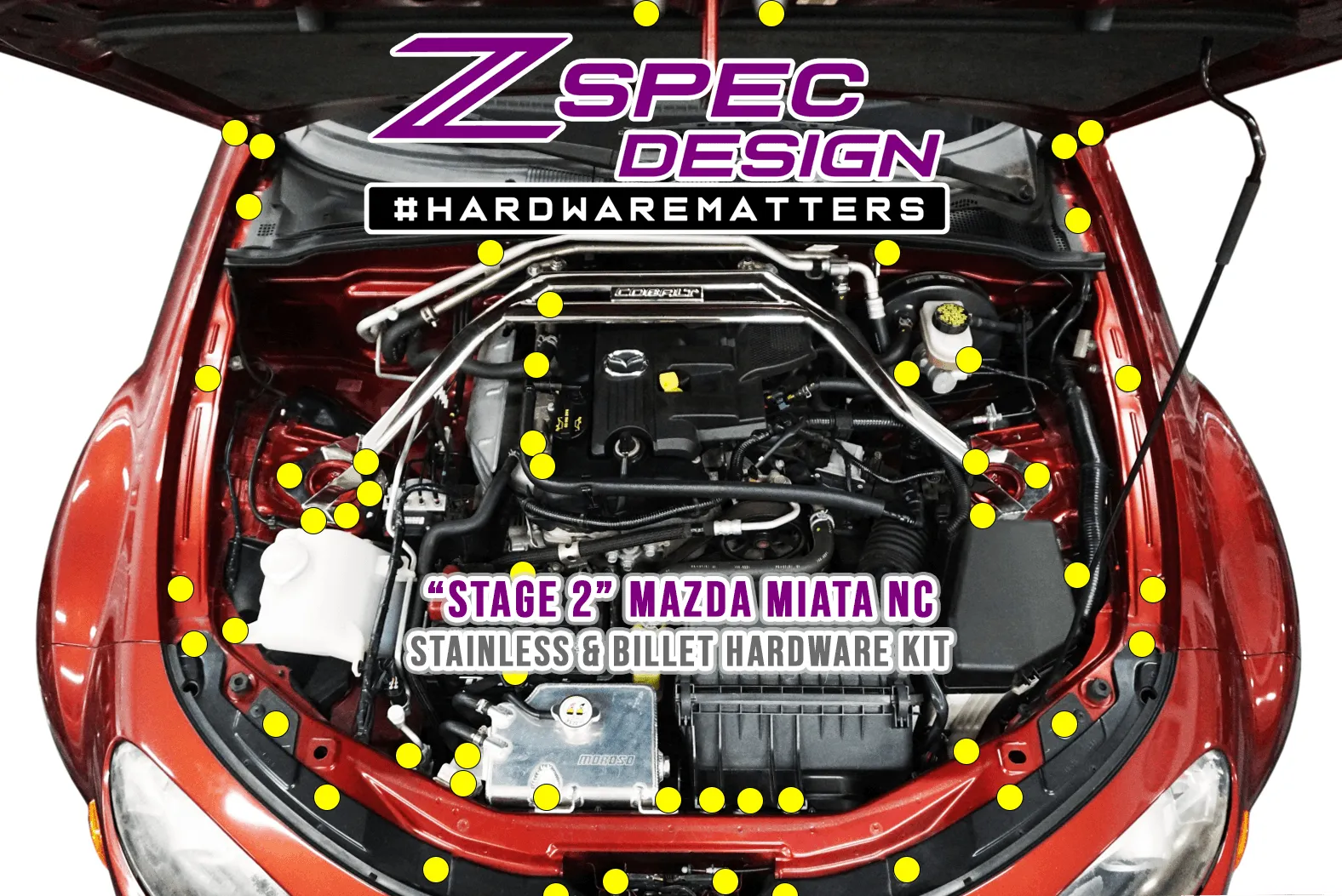 ZSPEC "Stage 2" Dress Up Bolts® Fastener Kit for Mazda Miata NC, Stainless & Billet